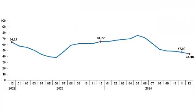 Tüik: Tüketici fiyat endeksi (TÜFE) yıllık %44,38, aylık %1,03 arttı